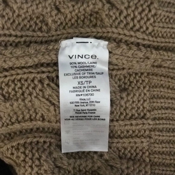 $465 VINCE Oversize Wool & Cashmere Cable Cardigan In Cashew - Picture 4 of 4